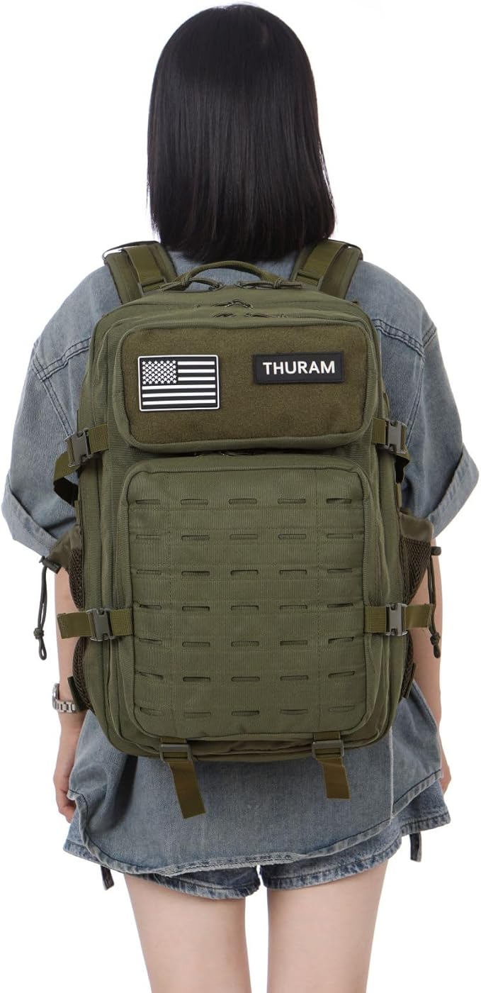 50L Tactical Military Backpack Waterproof Sturdy Bag for Hiking Camping Fishing Gym Backpack with Bottle Holder (Green)