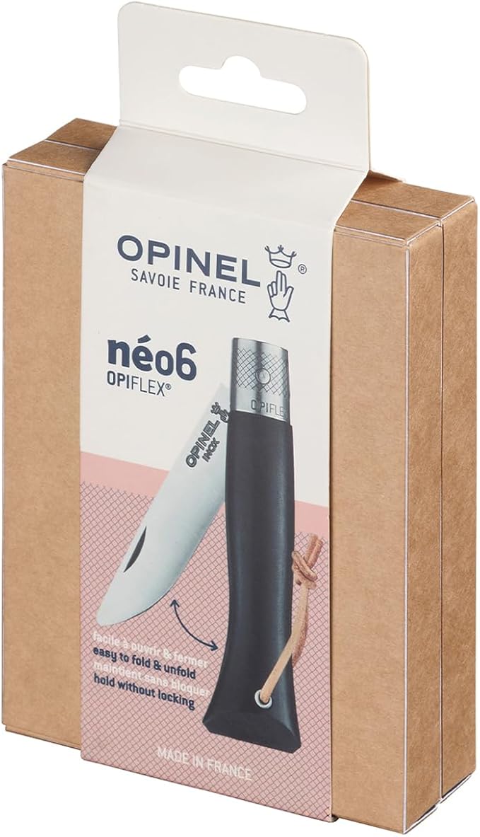 OPINEL NEO6 Folding Non-Locking Pocket Knife OPIFLEX Intuitive Design EDC Folder Wood Handles 2.75 in. Blade (Ebony)