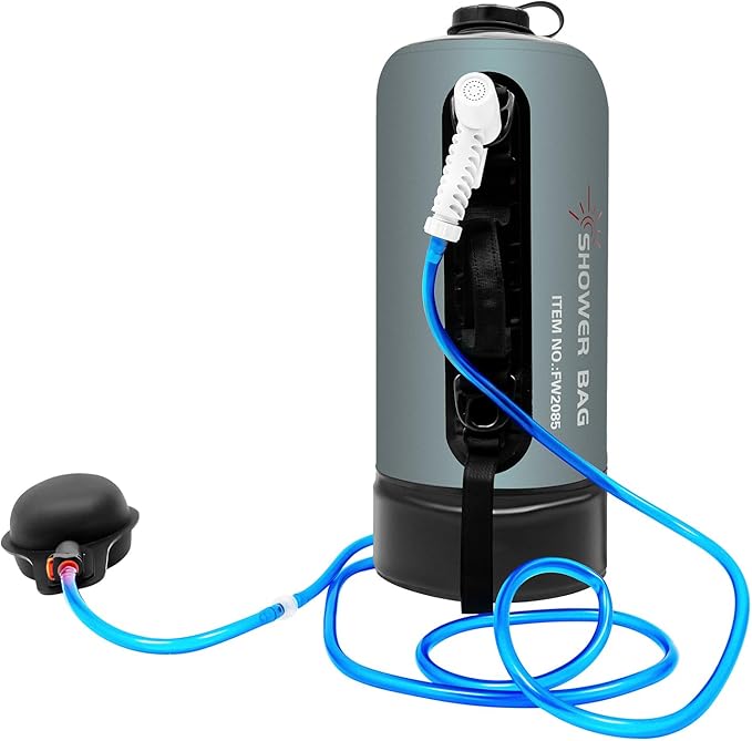 Portable Camping Shower Bag12L/3Gallons Outdoor Pressure Camp Shower with Air Pump &amp Showerhead Hose Durable and Waterproof Shower Equipment for Beach Camping Travel Outdoor Activities