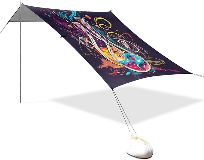 ALAZA Science Instrument Watercolor Beach Tent Sun Shelter UPF50+ Protection Beach Shade Canopy w/ 4 Sandbags for Outdoor Camping Fishing Backyard Fun Picnic 10x9 ft