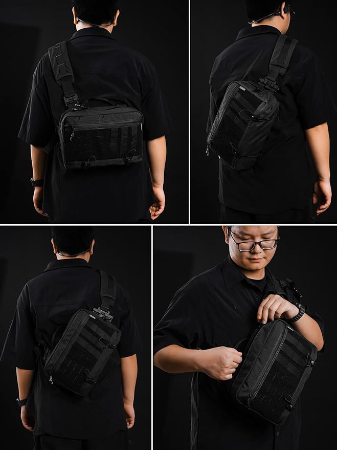 TACTICAL_GEEK L3 Pro EDC Crossbody Bag Chest Bag with Adjustable StrapDaily Carry Sling Pack Large Capacity Daypack Organizer for Camera Drones（T500 Black）