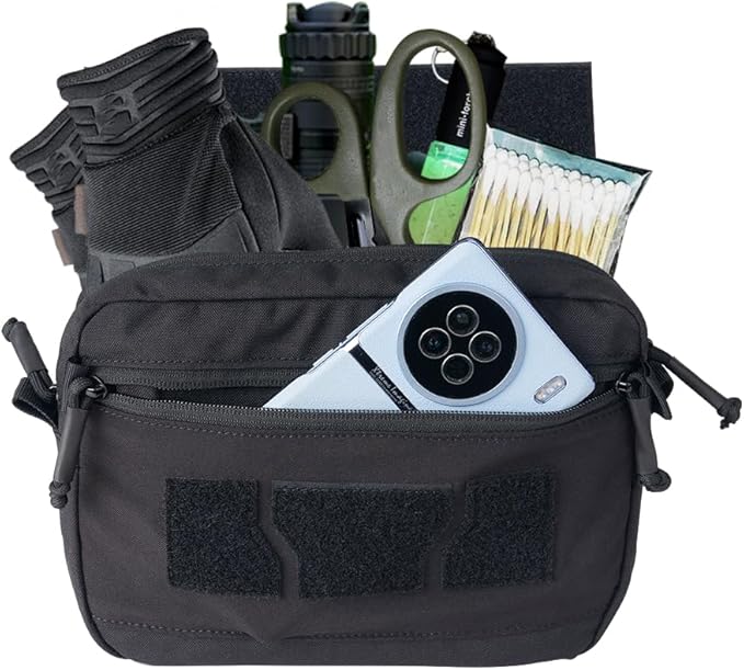 IDOGEAR Tactical Drop Dump Pouch Dangler Vest Admin Molle Utility Tool Organizer with Hook and Loop Panel for JPC AVS CPC Vest Outdoor Sports