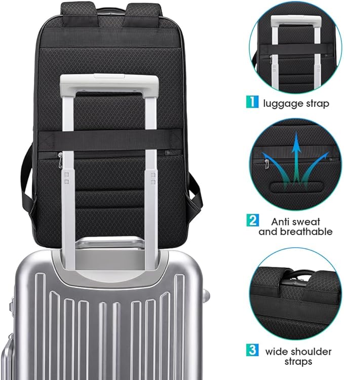 BANGE Business Smart Backpack Waterproof fit 15.6 Inch Laptop Backpack with USB Charging PortTravel Durable Backpack