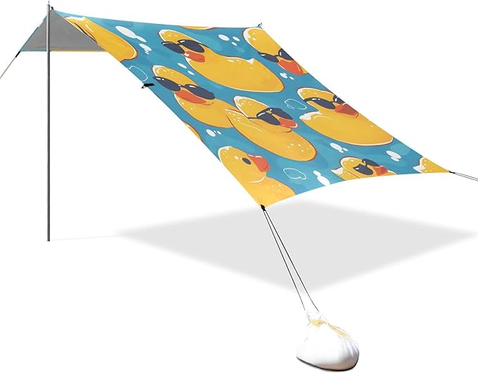 ALAZA Duck and Sunglasses Beach Tent Sun Shelter Portable Canopy Sunshade for Outdoor Camping Picnics Backyard Fun 10x9 ft