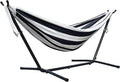 Vivere Double Sunbrella Hammock with Space-Saving Steel Stand Heavy-Duty Portable Outdoor Hammock Set for Backyard Patio or Travel Harbor