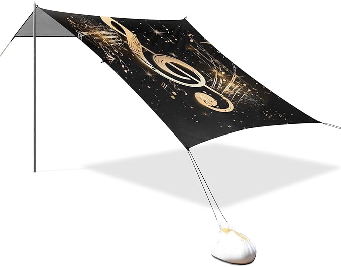 ALAZA Musical Note with Treble Clef Beach Tent Sun Shelter Portable Canopy Sunshade for Outdoor Camping Picnics Backyard Fun 10x9 ft