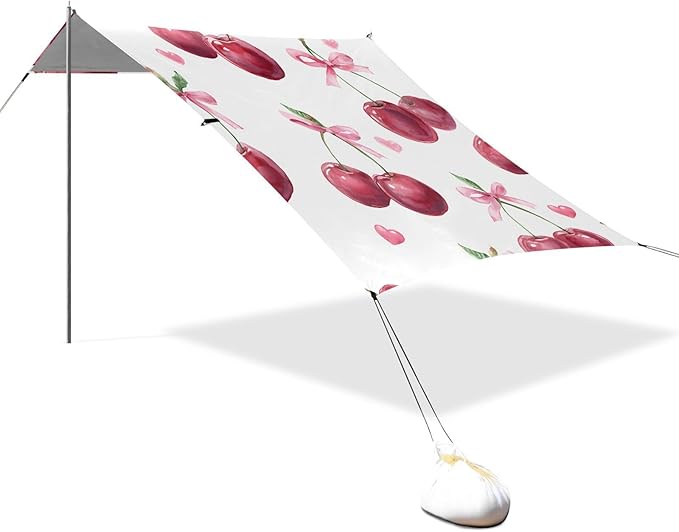 ALAZA Cherry Bow Pattern Beach Tent Sun Shelter Portable Canopy Sunshade for Outdoor Camping Picnics Backyard Fun 10x9 ft