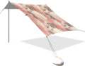 xigua Textured Pattern Beach Tent Sun Shelter with Carrying Bag - Silver Coated Oxford Fabric Beach Canopy for Beach Camping Fishing - Includes Windproof Ropes Sandbags &amp Stakes