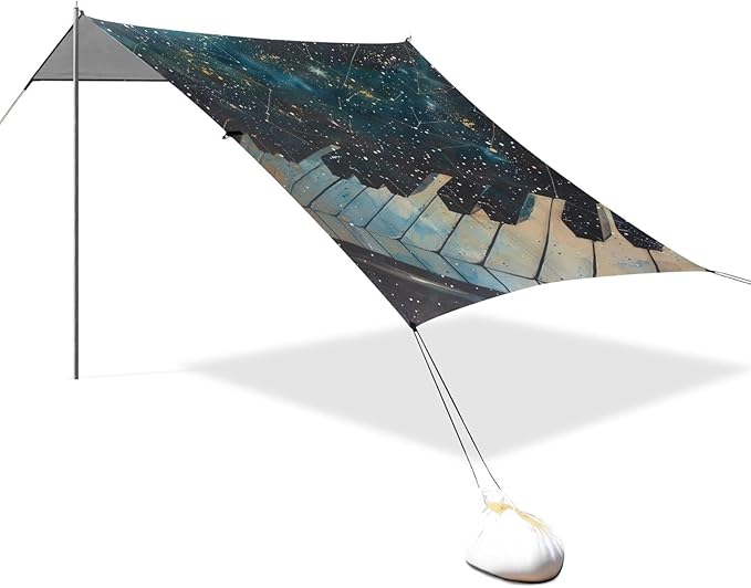 ALAZA Piano Keys Constellations Beach Tent Sun Shelter Portable Canopy Sunshade for Outdoor Camping Picnics Backyard Fun 10x9 ft