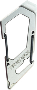 Trayvax Talon Carabiner Clip Multi-Tool 420 Stainless Steel Quick Release Keychain Multitool with Bottle Opener and Screwdrivers Silver