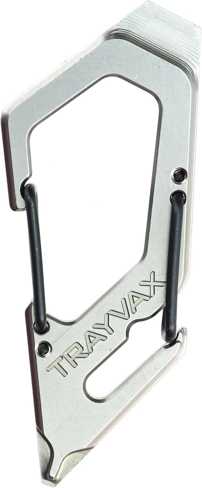 Trayvax Talon Carabiner Clip Multi-Tool 420 Stainless Steel Quick Release Keychain Multitool with Bottle Opener and Screwdrivers Silver
