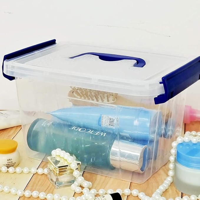 3 L Clear Storage Box Small Plastic Storage Latch Boxes 6-Pack