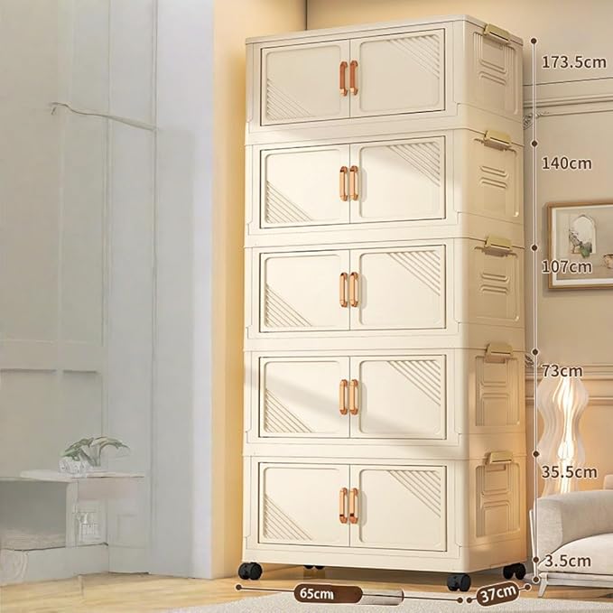Storage Bins Stackable Folding Plastic Storage Containers with Clear Lids Multi Layer Organizer for Home Dorm Office Closet Bedroom Living Room