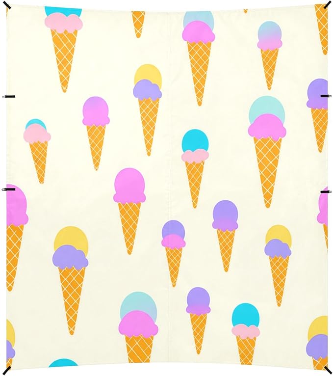 xigua Ice Cream Beach Tent Sun Shelter with Carrying Bag - Silver Coated Oxford Fabric Beach Canopy for Beach Camping Fishing - Includes Windproof Ropes Sandbags &amp Stakes