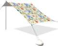 xigua Wildflowers Beach Tent Sun Shelter with Carrying Bag - Silver Coated Oxford Fabric Beach Canopy for Beach Camping Fishing - Includes Windproof Ropes Sandbags &amp Stakes