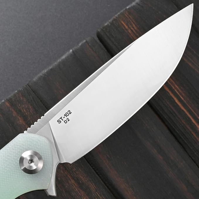 Sitivien ST102 Folding Knife D2 Steel Blade+G10 Handle Pocket Knife EDC Tool Knife for Outdoor Camping Hunting Survival (Turquoise) …