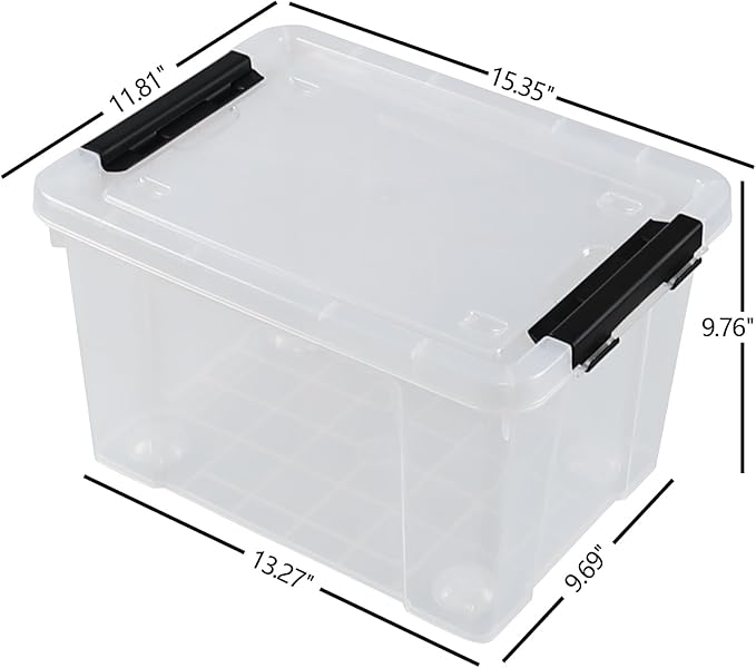 4-Pack 24 Quart Storage Box Clear Plastic Storage Bin with Wheels