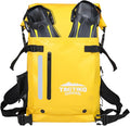 Tactiko 30L Heavy-Duty 100% Waterproof Backpack - Dry Roll-Top Floating Backpack - Rip-Stop Tarpaulin - Comfortable Padded Shoulders &amp Back - Waist Strap - Large Utility Pocket Carabiner (Yellow)