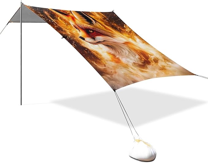 ALAZA Mysterious Fox Beach Tent Sun Shelter Portable Canopy Sunshade for Outdoor Camping Picnics Backyard Fun 10x9 ft