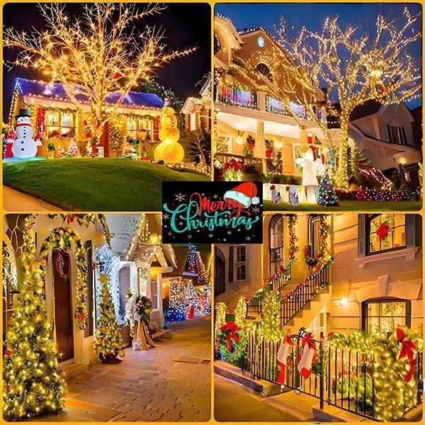 6 Pack Solar String Lights for Outside 285 FT Total 720 LED Solar Chrismas Lights Outdoor with 8 Modes &amp Memory Function Waterproof Twinkle Light for Xmas Tree Yard Party Decorations (Warm White