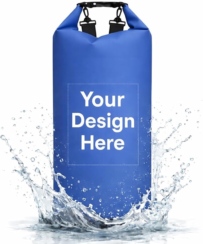 Custom Waterproof Dry Bags - Personalized 5L/10L/20L/30L Floating Lightweight Bags for Kayaking/Fishing/Camping Customizable with Club Logo (Multiple Colors) (Dark blue)