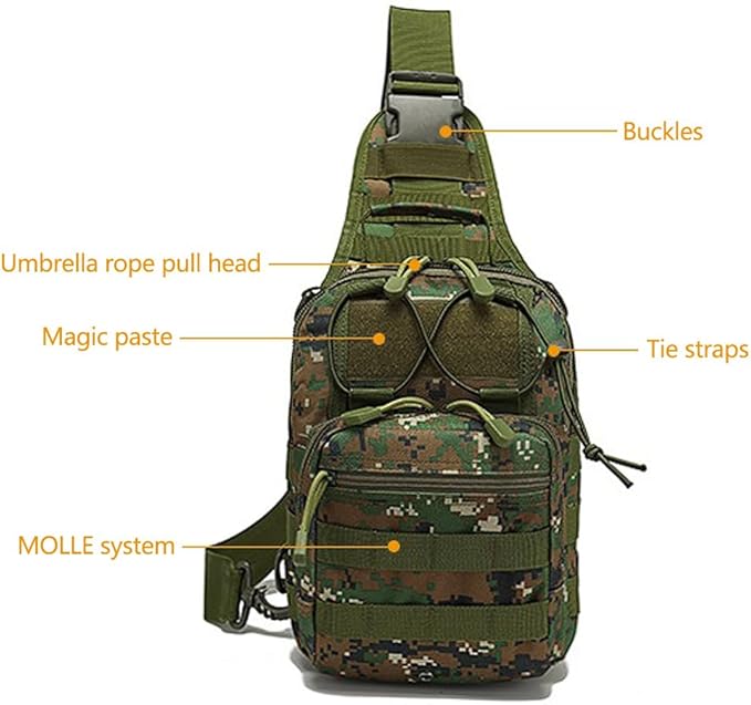 Tactical Backpack Waterproof Military Cross-body Molle Single Shoulder Backpack Chest Bag for Outdoor Every Day Carry (ACU)