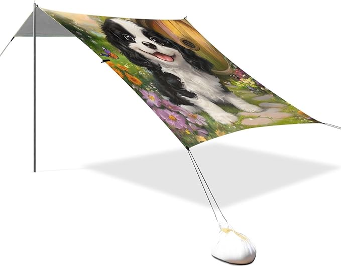 ALAZA Charles Cavalier Dog Beach Tent Sun Shelter Portable Canopy Sunshade for Outdoor Camping Picnics Backyard Fun 10x9 ft