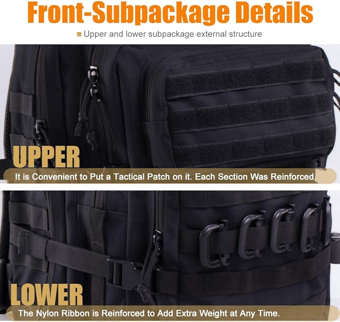 45L Tactical Backpack for Men Women Military Assault Pack with MOLLE Large 3 Day Bug Out Bag for Hiking Camping