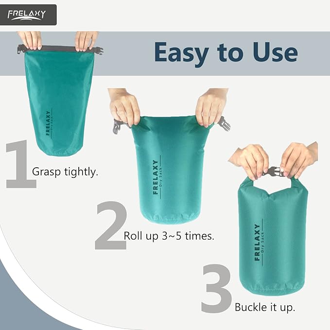 Frelaxy Waterproof Dry Bag 2 Pack/3 Pack Lightweight Portable Dry Bags 5L &amp 15L &amp 25L Durable Dry Sack Set Keep Gear Dry for Hiking Camping Boating Backpacking Kayaking (3 Pack - Turquoi