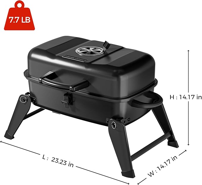 MASTER COOK Portable Charcoal Grill Foldable Lightweight BBQ Grill with 330 sq.in. Cooking Area and Adjustable Air Vent Outdoor RV Hiking Camping Patio Tailgating