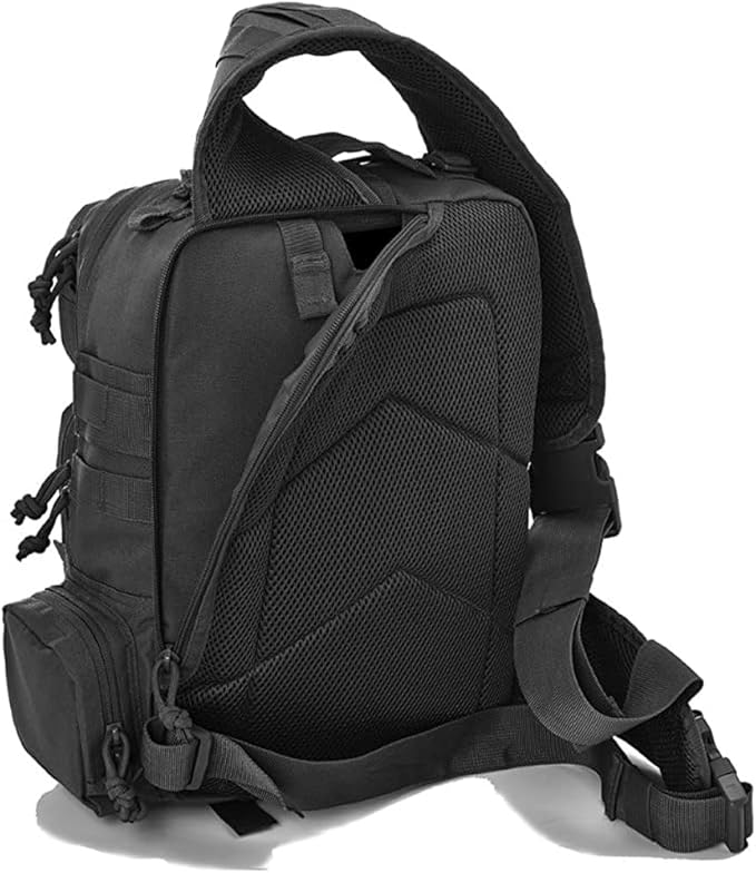 REEBOW GEAR Tactical Sling Bag Military Style Single Shoulder Sling Pack (Style 03-Black)