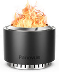 Panovue 22 inch Smokeless Fire Pit with Waterproof Cover Stainless Steel Outdoor Smokeless Firepit Wood Burning Fire Pits for Camping BonfireLow Smoke Firepit for Outside[Black]