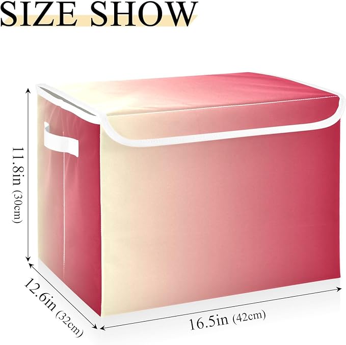 Red Gradient Storage Box with Lid Foldable Bedroom Storage Organizers and Storage for Home Studyroom Home Decor