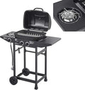 2-Burner Propane Gas BBQ Grill with Side Burner 24000 BTU Stainless Steel Barbecue Grill with Cast Iron Grates and Side Table for Outdoor Cooking Kitchen Patio