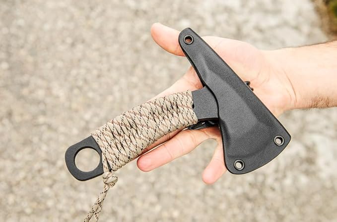 TOPS Knives Microhawk Full Tang Fixed Blade- Black Traction Coating Blade Finish- Black Kydex Sheath w/Rotating Spring Steel Clip