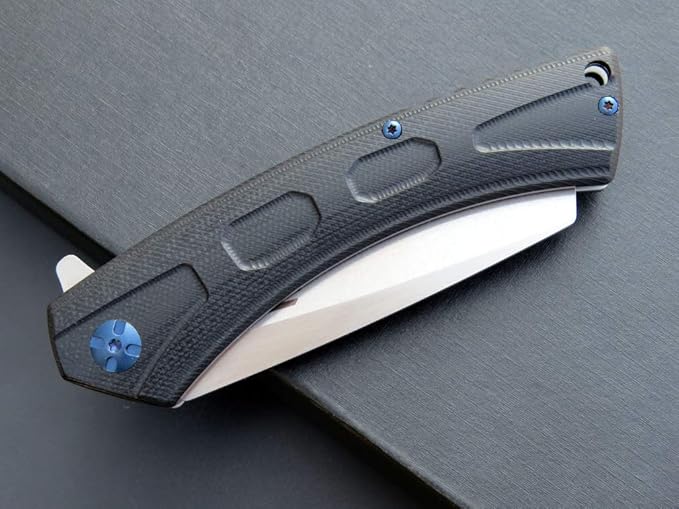 Eafengrow EF931 Pocket Knife D2 Steel Blade Outdoor Tool Knives G10 Handle Pocket Clip EDC Knife for Camping Survival and Outdoor (black)