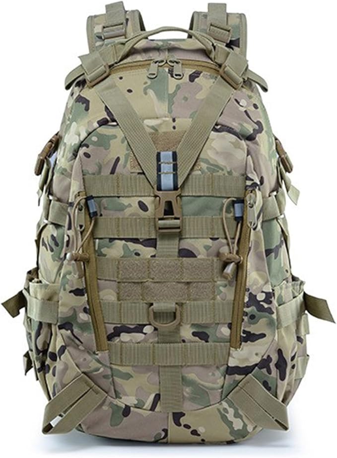 40L Camping Backpack Men's Travel Bags Tactical MOLLE Reflective Climbing Rucksack Hiking Fishing(CP)