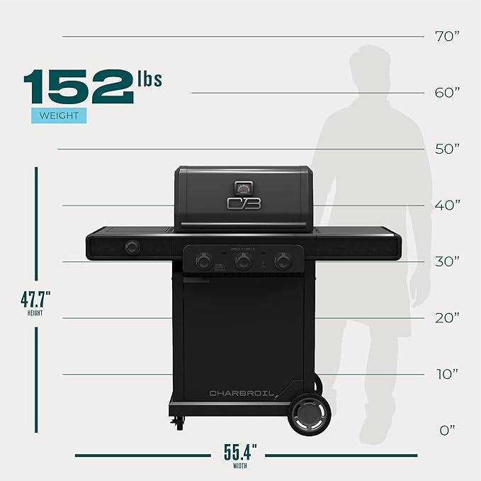 Charbroil Pro Series Amplifire Technology 3-Burner Propane Gas Grill and Griddle Cabinet with Side Burner Black - 463366724