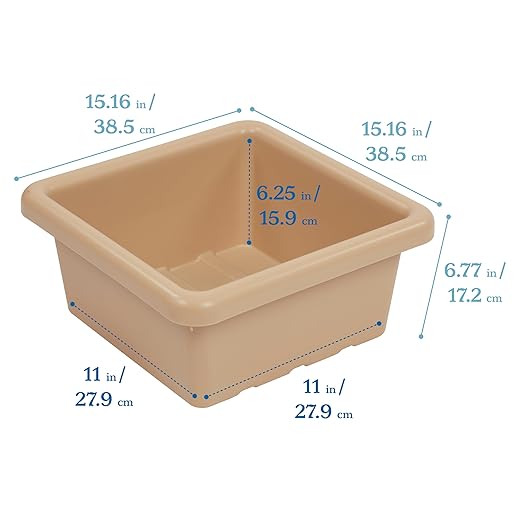 ECR4Kids Square Bin with Lid Storage Containers Sand 2-Pack