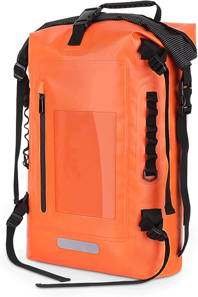 Waterproof Dry Bag Kayaking Backpack 25L Kayak Roll Top Drybags with Splash-Proof Zippered Pocket for Boating Camping
