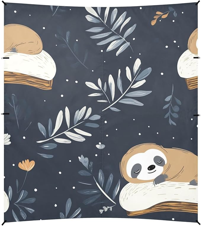 ALAZA Cute Sloth Sleeping on A Pillow Beach Tent Sun Shelter Portable Canopy Sunshade for Outdoor Camping Picnics Backyard Fun 10x9 ft