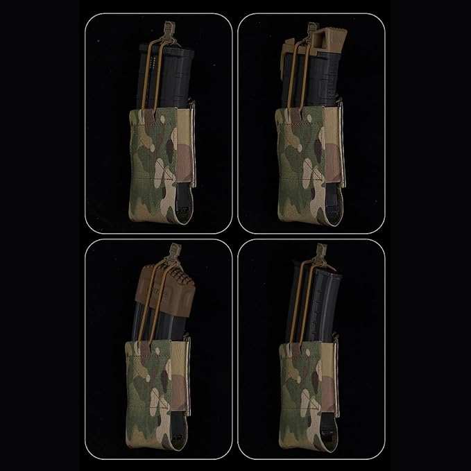 Tactical Elastic 5.56 Mag Bag Magazine Holster Multi-functional Single Molle Pouch Accessory Pocket Shock Cord &amp Open Top(Black)