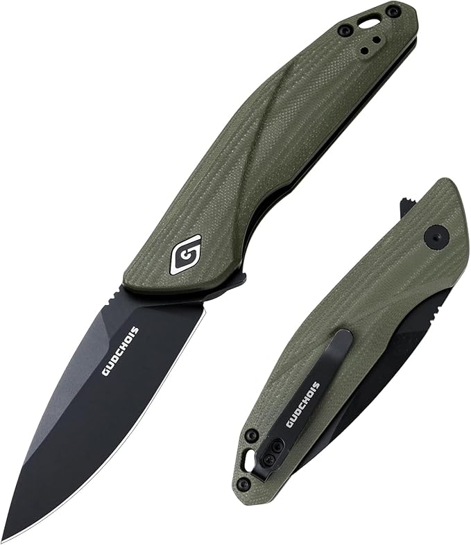 Folding Pocket Knife 3.54 D2 Steel Blade Durable G10 Handle with CNC Machined Grip Pocket Clip for Camping/Hiking/Hunting EDC
