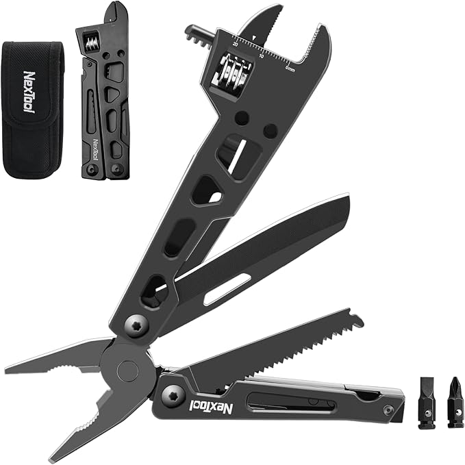NexTool Adjustable Wrench Multitool 9 in 1 Multi Tool with Multitool Pliers Adjustable Wrench Pocket Knife and Screwdriver Foldable Stainless Steel Multi-Tool for Mechanical Maintenance Camping