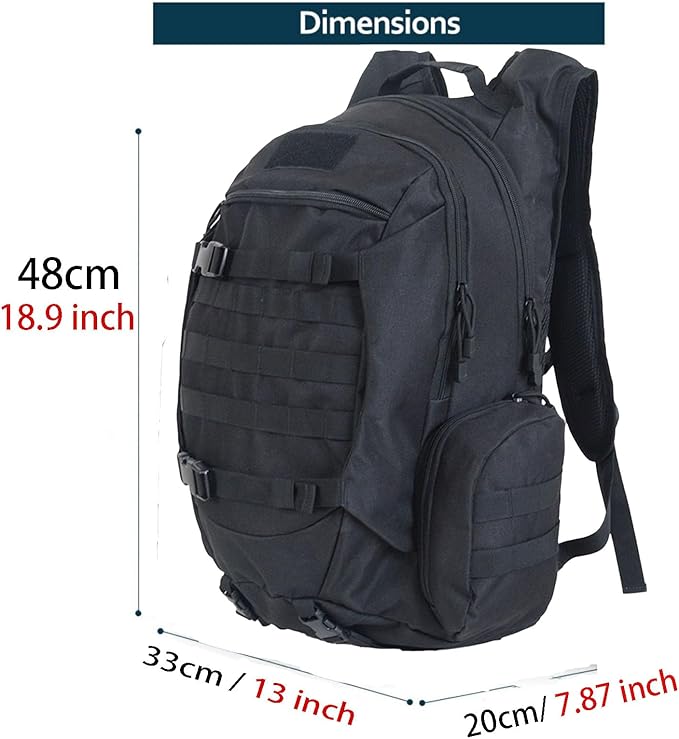 45L Waterproof Fishing Hunting Backpack Outdoor Military Rucksacks Tactical Sports Camping Hiking Trekking Bags (Black)