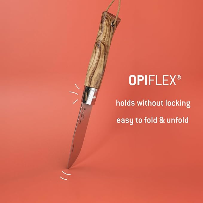OPINEL NEO6 Folding Non-Locking Pocket Knife OPIFLEX Intuitive Design EDC Folder Wood Handles 2.75 in. Blade (Olive)