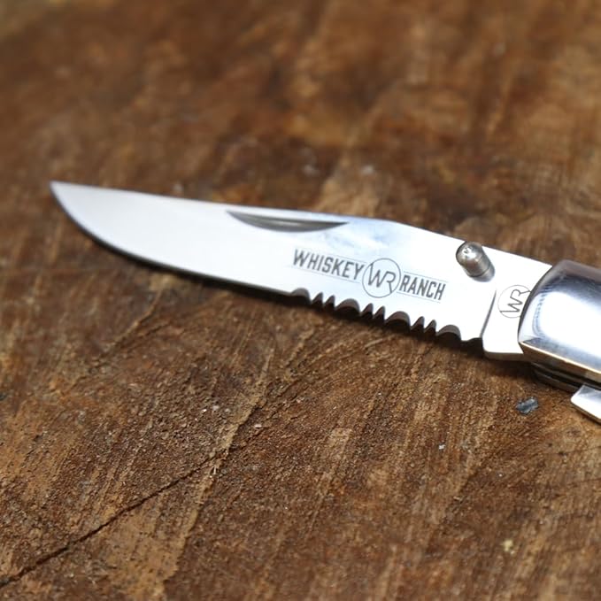 WHISKEY BENT HAT CO. Trapper Folding Pocket Knife with Hoofpick 4.125 Closed Length 440C Stainless Steel Blades (Smooth Burnt Bone)