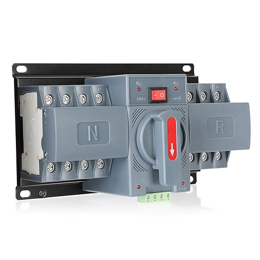 100Amp 220V AC Dual Power Automatic Transfer Switch ATS 4P Manual Changeover Electrical Switch Solar Back Up Power Auto Selector Overvoltage Undervoltage 50/60Hz CE Certified