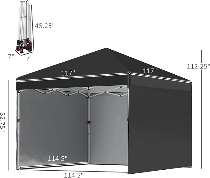 10'x10' Pop Up Canopy Including 3 Sided Walls Comprehensive Weight Bags Height Adjustable FFor ramework Carry Bag Included