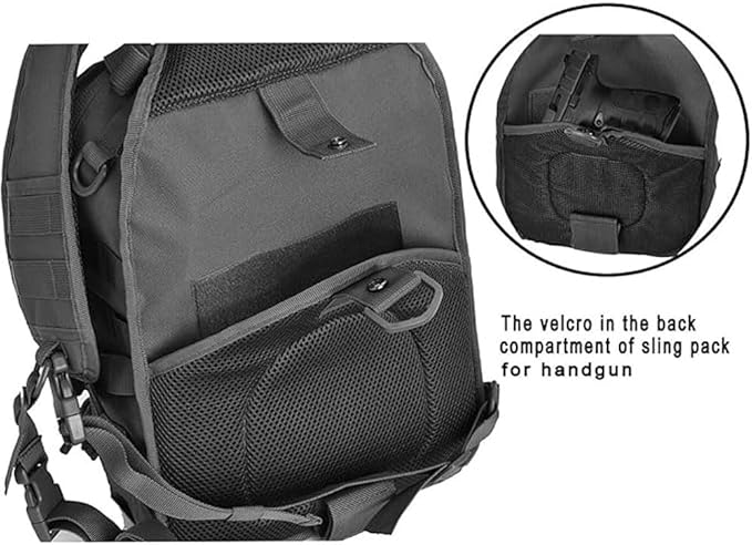 REEBOW GEAR Tactical Sling Bag Pack Military Rover Shoulder Sling Backpack EDC Molle Assault Range Bags Day Pack w/Tactical USA Flag Patch (Style 04-Tan)
